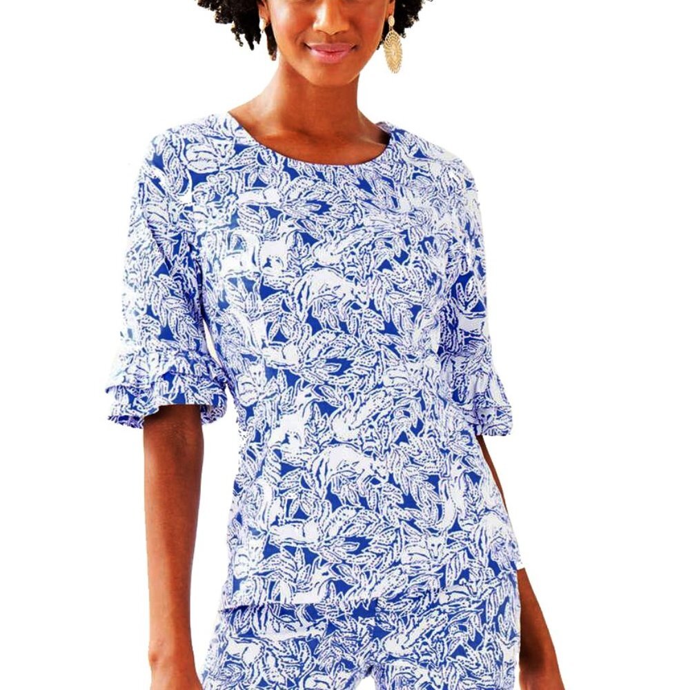 NWT Lilly Pulitzer Women's Fiesta Top Fancy Feet Coastal Blue